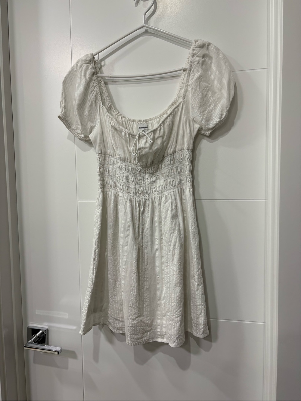 Sunday Best Ivory Puff-Sleeve Mini Dress - Picture 2 of 5